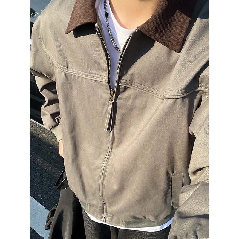 cleanfit底特律工装夹克男款春季美式复古翻领棒球服水洗帆布外套