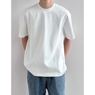 Vavu弧形切割coolmax凉感短袖户外纯色圆领t恤衫夏季休闲基础半袖