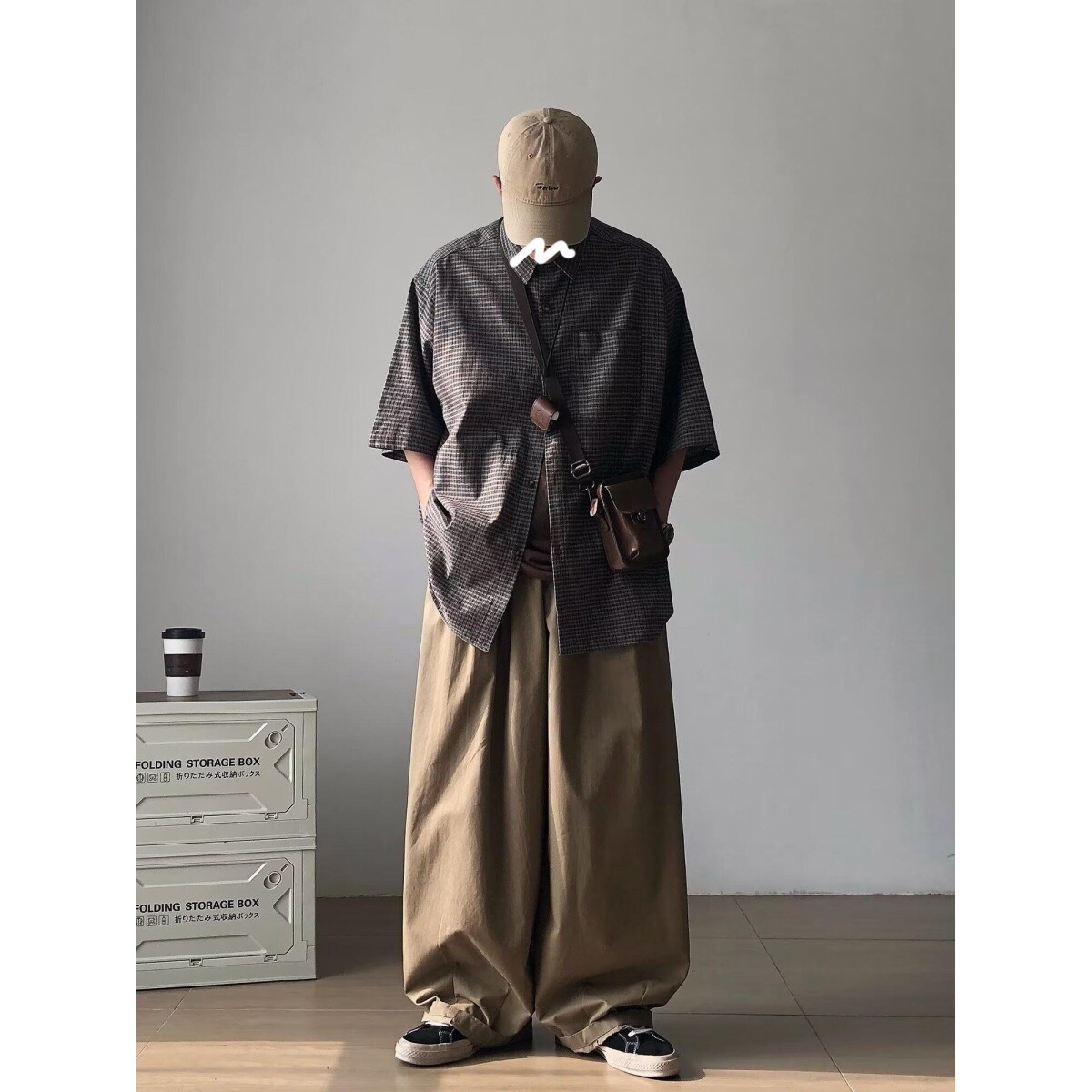 千格鸟夏季日系复古vintage经典格纹短袖衬衫男女休闲百搭衬衣