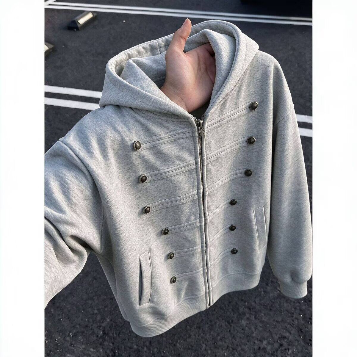 女童装春秋时髦洋气外套中大儿童女孩满印碎花连帽棒球服开衫卫衣