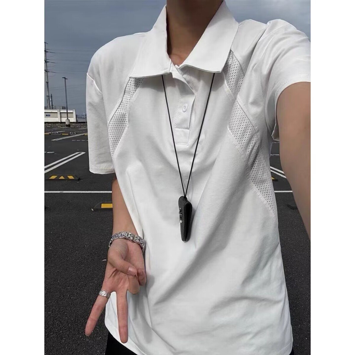 美式基础款白色polo衫女男款夏季重磅正肩翻领T恤学院风半袖上衣