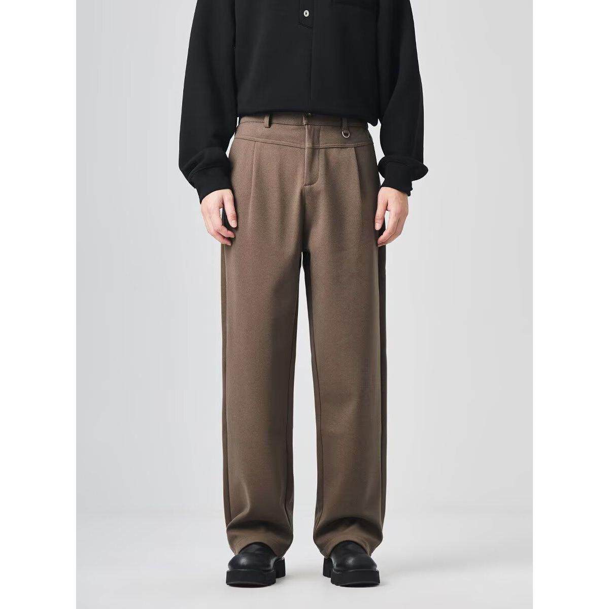 咖色休闲裤男士阔腿裤宽松垂感直筒长裤春秋季裤子男生西装裤男款