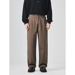咖色休闲裤男士阔腿裤宽松垂感直筒长裤春秋季裤子男生西装裤男款