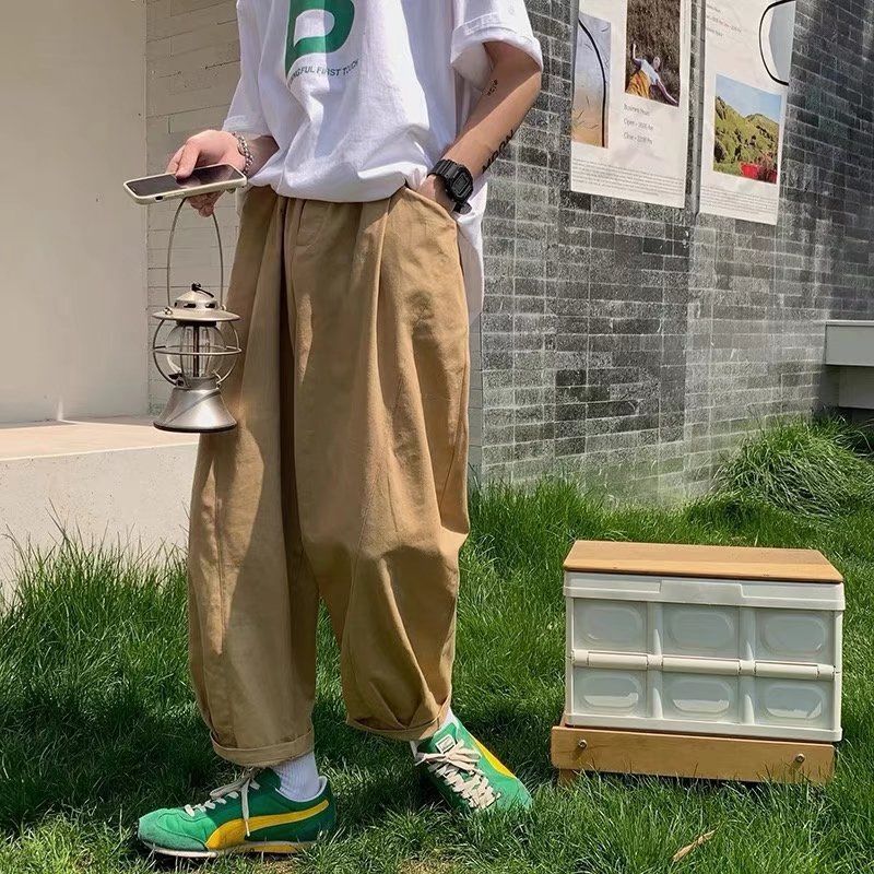 春秋冬季休闲裤男士工装束脚裤潮流百搭宽松九分裤子工装男生长裤
