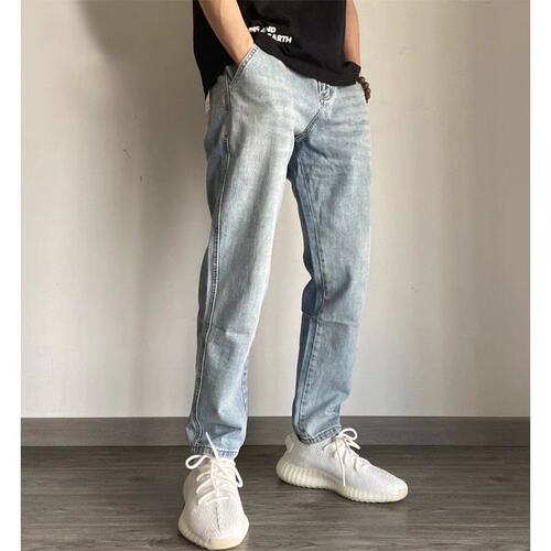 春秋新款直筒牛仔裤男复古宽松