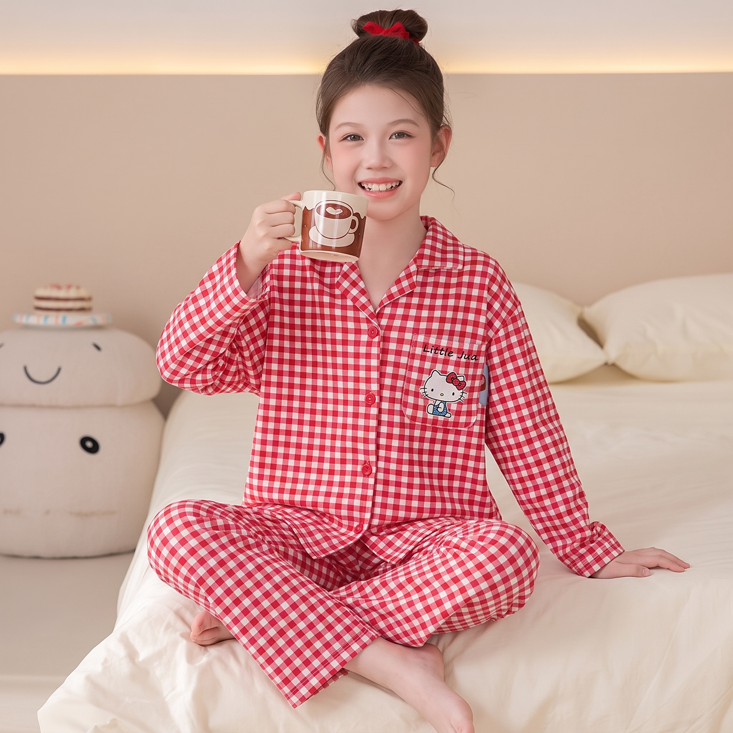 女童纯棉睡衣儿童新款春秋季长袖套装小女孩中大童开衫高级家居服