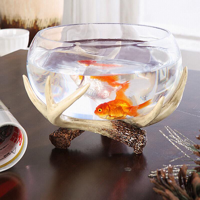 花瓶装饰2024新款乌龟缸定制造景超白美式水族带脚大号金鱼缸