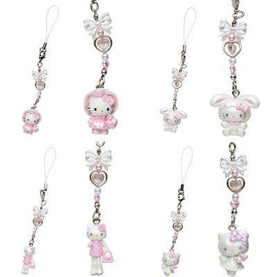 现货日本正品三丽鸥天使恶魔系列hellokitty黑皮长腿手机链挂件