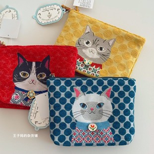 现货日本猫咪化妆包喵星人收纳包杂物包出门随行包可爱小包