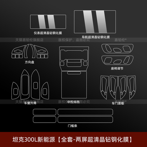 适用坦克300L新能源内饰保护膜中控贴屏幕钢化膜门槛条Hi4Z/T配件
