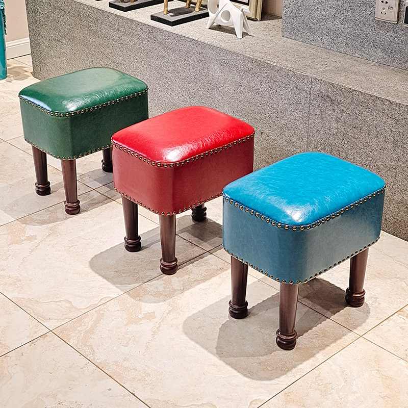 浪朵家用真皮换鞋凳美式实木茶几凳入户穿鞋凳成人沙发凳简约皮凳,住宅家具,换鞋凳,淘宝优惠券,粉丝福利购,淘宝优惠卷