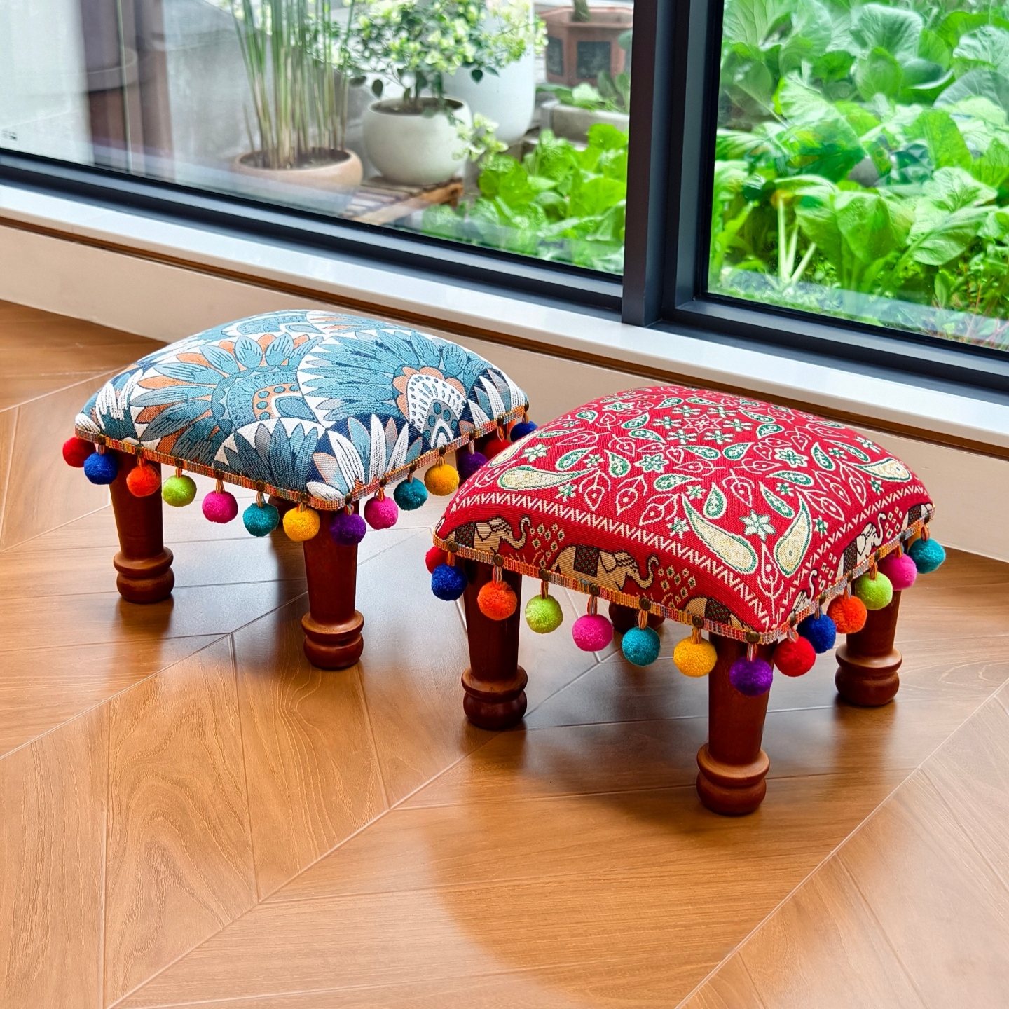 浪朵民族风矮凳ins美式创意实木小板凳北欧换鞋凳沙发坐凳小凳子