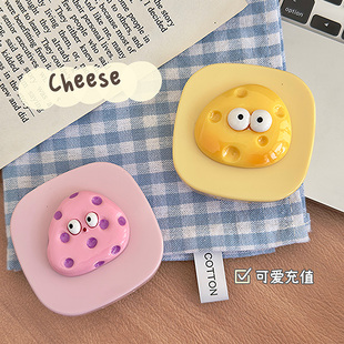 cheese 可爱立体小奶酪隐形眼镜盒便携伴侣收纳带镜子美瞳护理盒