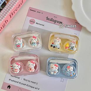 可爱K 美瞳收纳盒卡通可爱卡通立体护理小巧透明隐形眼镜伴侣盒