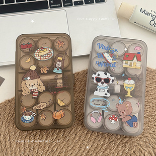 autumn 大容量美瞳盒收纳盒隐形眼镜护理盒 秋日小狗ins风六副装