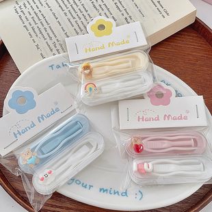 2个装 收纳盒 可爱ins风love小熊美瞳镊子隐形眼镜取戴器独立分装