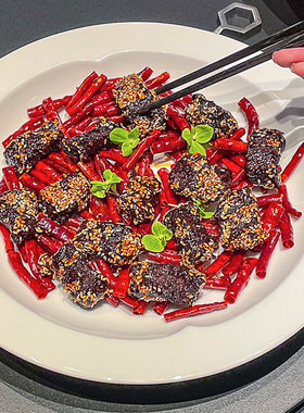 农家乐土菜馆圆形炒菜浅盘纯白中式热菜盘特色陶瓷湘菜大圆盘土菜