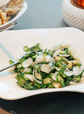 农家乐土菜馆小炒热菜陶瓷纯白餐具不规则后厨炒菜异形中式浅盘子
