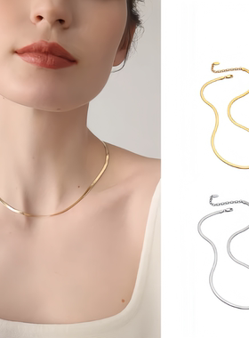 纯银刀片链纯银蛇骨链刀片链项链