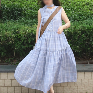 2025年夏季 清新温柔甜美减龄休闲百搭学院显瘦格纹连衣裙 新款 法式