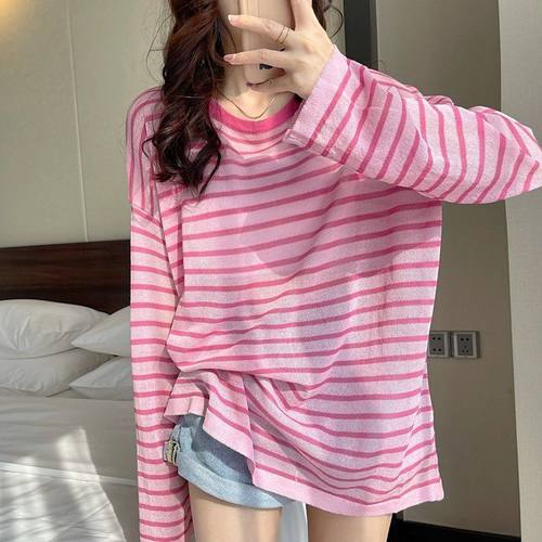 防晒长袖条纹百搭恤设计感上衣