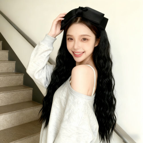 森系蝴蝶结发箍半头套