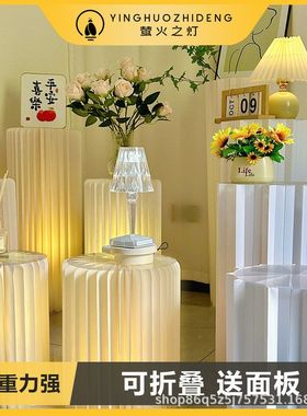 之灯折柱】装饰直播路萤火摆件罗马柱引【背景纸质折叠圆柱