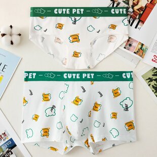 Cute pet卡通情侣款内裤纯棉一男一女可爱小熊透气大码平角三角裤