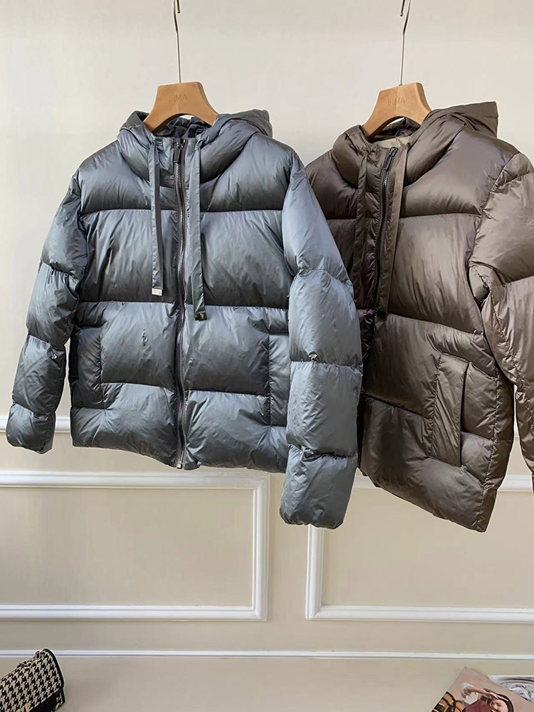 白鹅绒连帽羽绒服短款高端轻奢冬