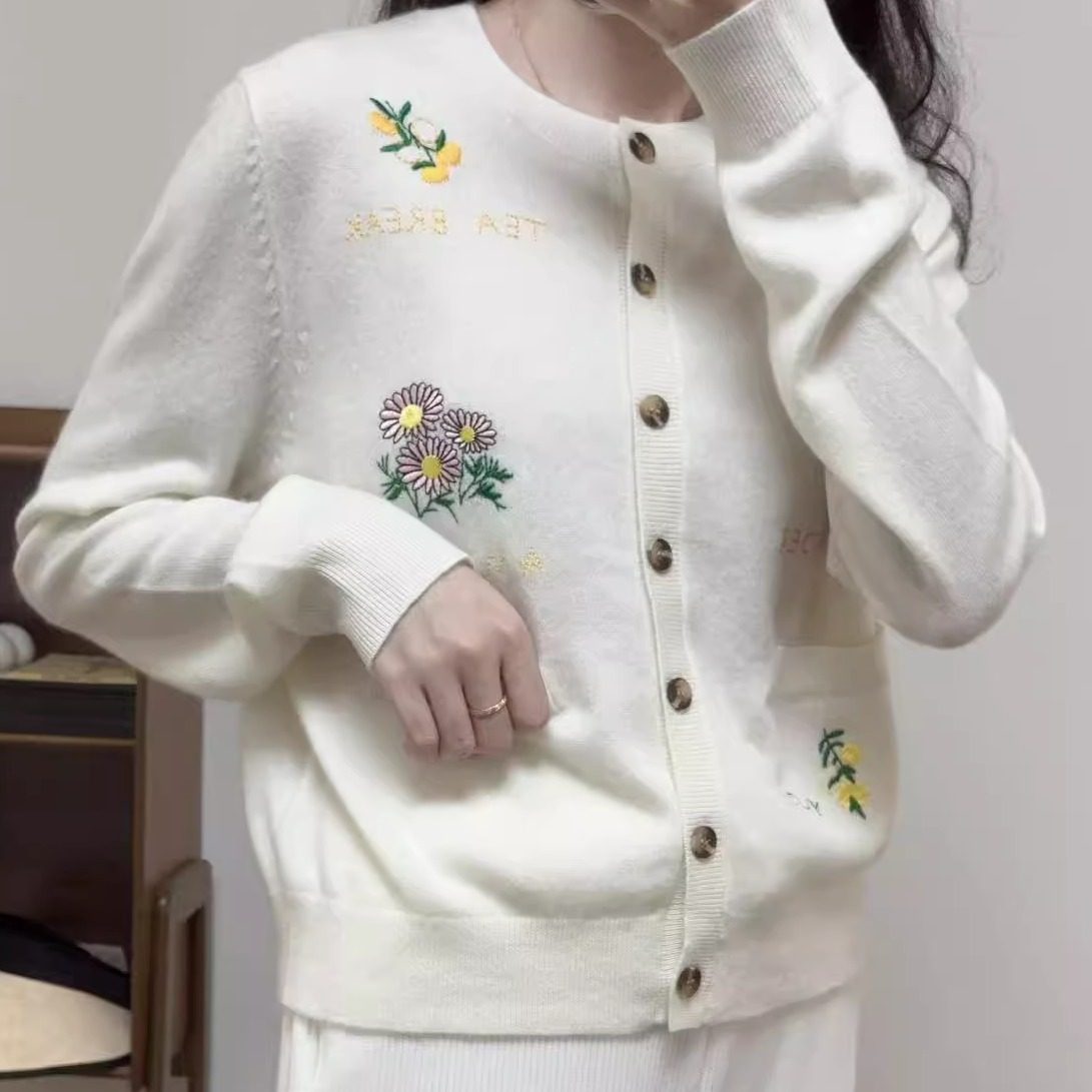 高定M家100%羊绒圆领针织衫外套