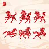 12生肖马窗花剪纸植绒贴纸乔迁马到成功窗户玻璃门贴双面红色宣纸