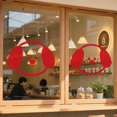 卡通ins风可爱小狗静电贴画网红蛋糕奶茶店幼儿园玻璃贴纸装饰画