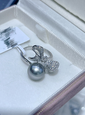 大溪地海水蝴蝶结戒指女2025新爆款气质公主风百搭个性复古高级感