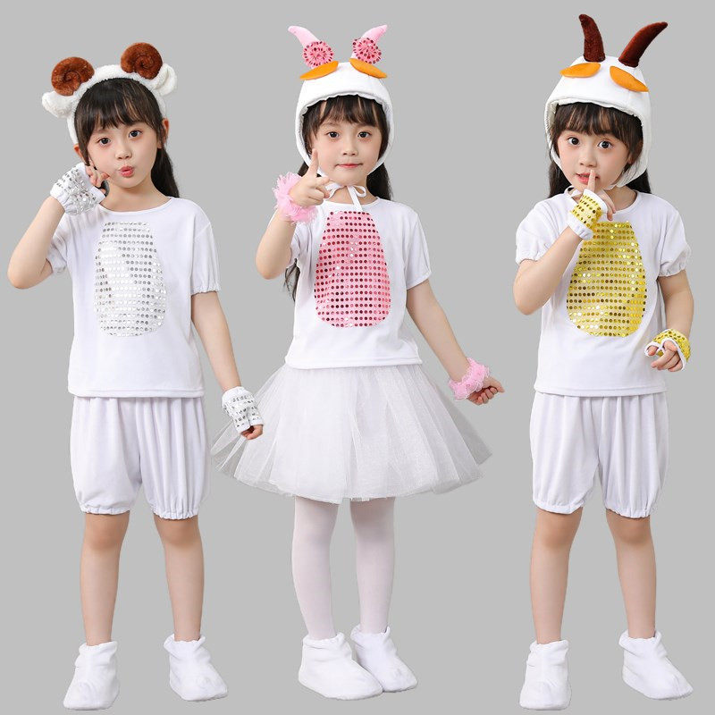 儿童小羊演出服幼儿园小羊舞蹈服大灰狼和羊动物表演服山羊纱裙服