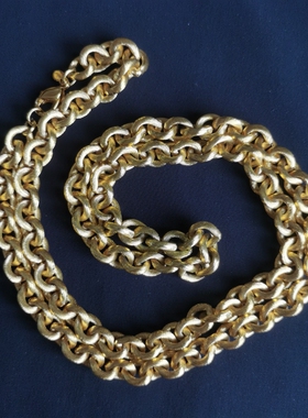 Vintage Monet 金色刷纹长项链