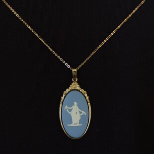 Vintage Wedgwoo* 蓝色卡梅奥项链