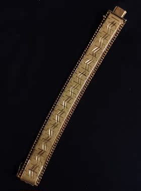 Vintage 金色磨砂浮雕叶片手链