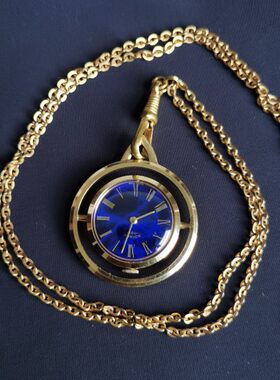 Vintage Rotary 夜空蓝机械表吊坠项链