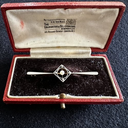 【英国发货】15k金爱德华铂金野珠几何古董胸针