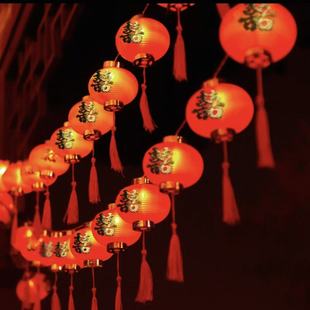 新款太阳能庭院新年红灯笼串灯户外春节挂树彩灯阳台装饰灯串防水