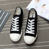 新款 学生ins潮女鞋 圆头系带帆布鞋 板鞋 子 女小白布鞋 2025环球春季