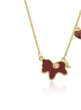 马上有钱马年爆款红色小马项链