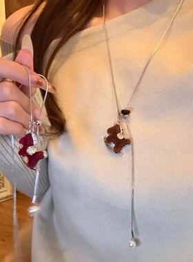 本命年红色丝绒小马可抽拉项链