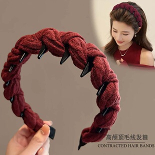 红色发箍女款高颅顶2026新款日常外戴洗睑头箍带齿压发卡发捆头饰