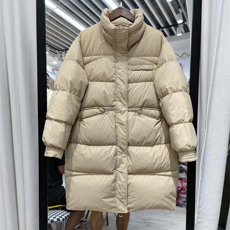 潮牌反季大码羽绒服女中长款立领羽绒服