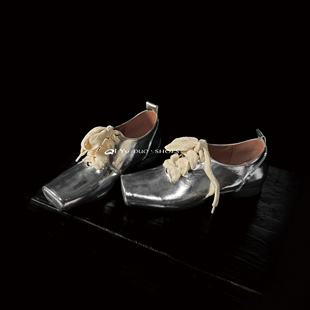 【七与多】牛皮/3cm芭蕾布拉格鞋方头猪鼻子系带单鞋英伦风小皮鞋