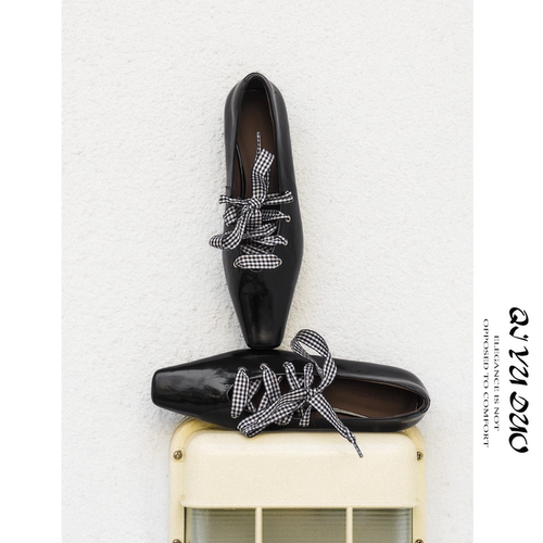 芭蕾舞风方头系带单鞋软底玛丽珍