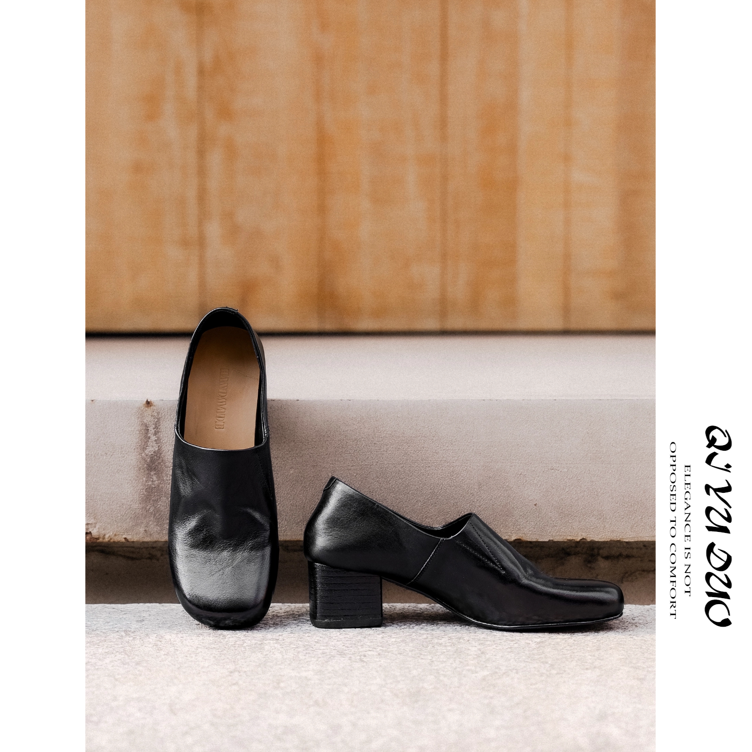 QIYUDUO 2026春秋新款真皮粗跟单鞋女 深口通勤软底不累脚高跟鞋