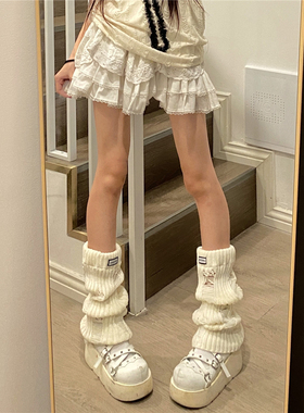 AY To films 破洞针织袜套秋冬松紧口保暖亚文化辣妹小腿堆堆腿套