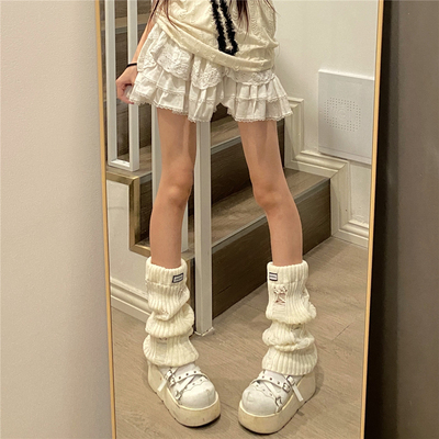 保暖女针织破洞堆堆腿套